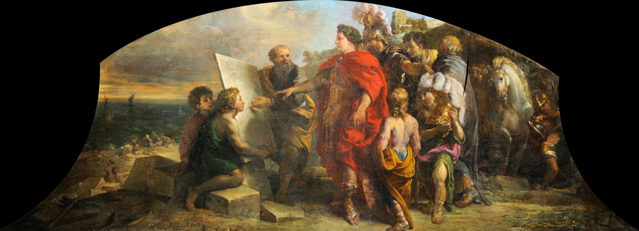 Augustus bygger havnen i Miseno, 16731675 av Charles de la Fosse