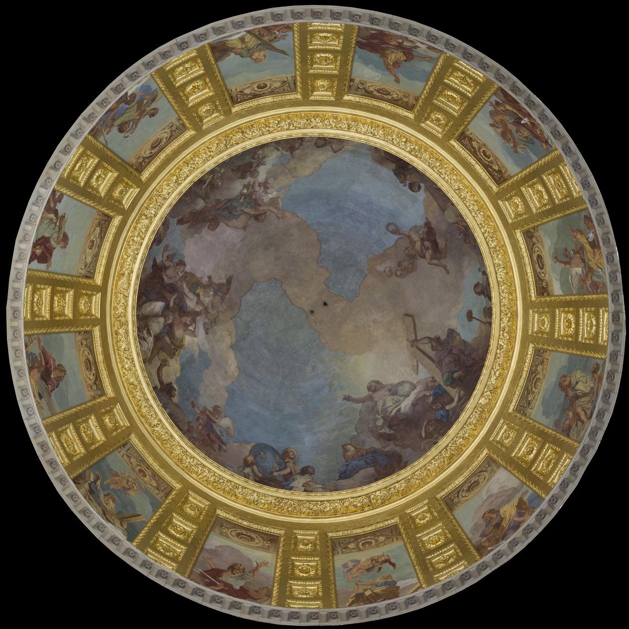 Saint Louis in Glory. 1702-1707 (fresko) av Charles de la Fosse