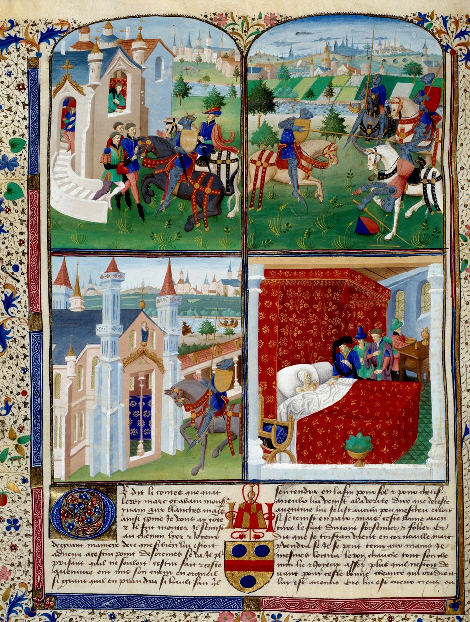 Illustrasjon av Tristans roman: start, turnering og død. Miniatyr av Mesteren Dit De Charles Du Maine (ca. 1450 - 1460). Chantilly, Musee Conde av Charles du Maine Master