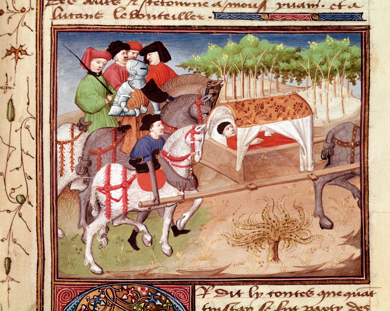 Lucan-sår av Tristan Miniature hentet fra "" Romanesque du Chevalier Tristan"" av mesteren Charles de Maine (Beroul-versjon) av Charles du Maine Master