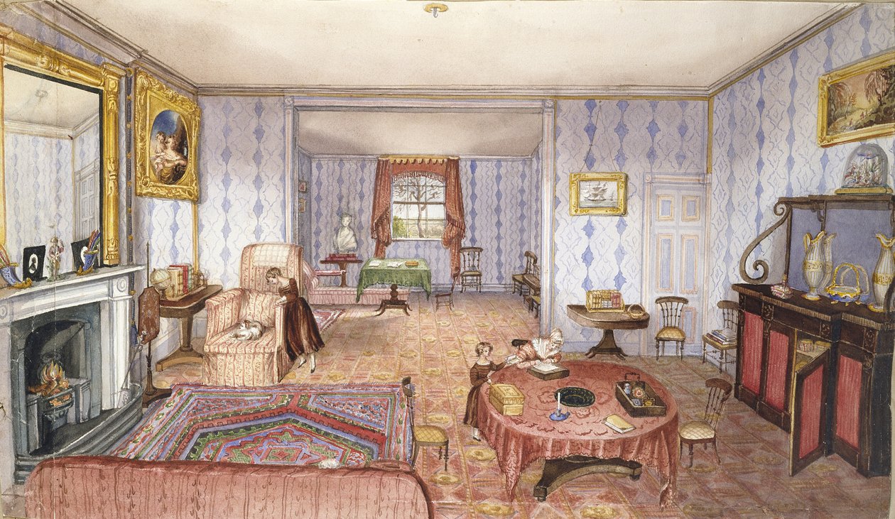 Drawing Room, Clay Hill, f12 fra An Album of Interiors, 1843 av Charlotte Bosanquet