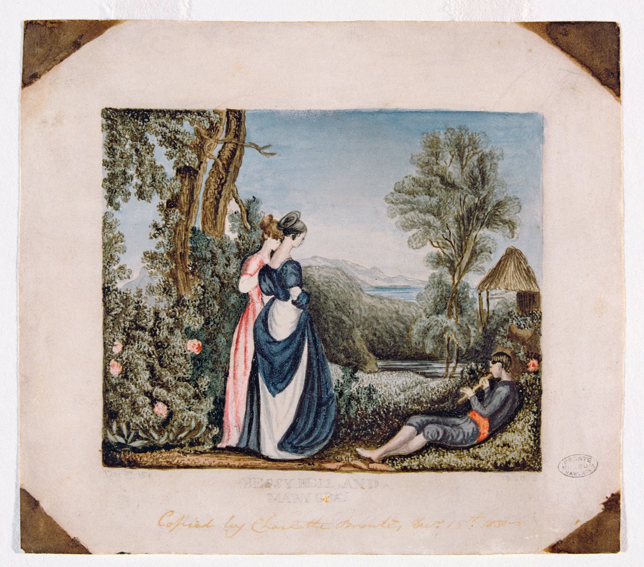 Bessy Bell & Mary Gray, 1830 (wc på papir) av Charlotte Bronte