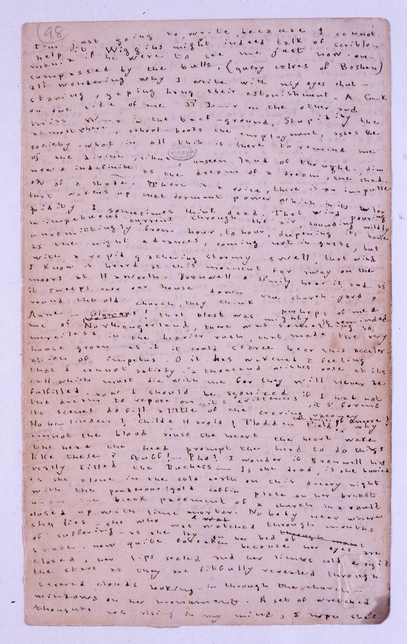 Side fra Roe Head Journal, 11. august 1886 av Charlotte Bronte