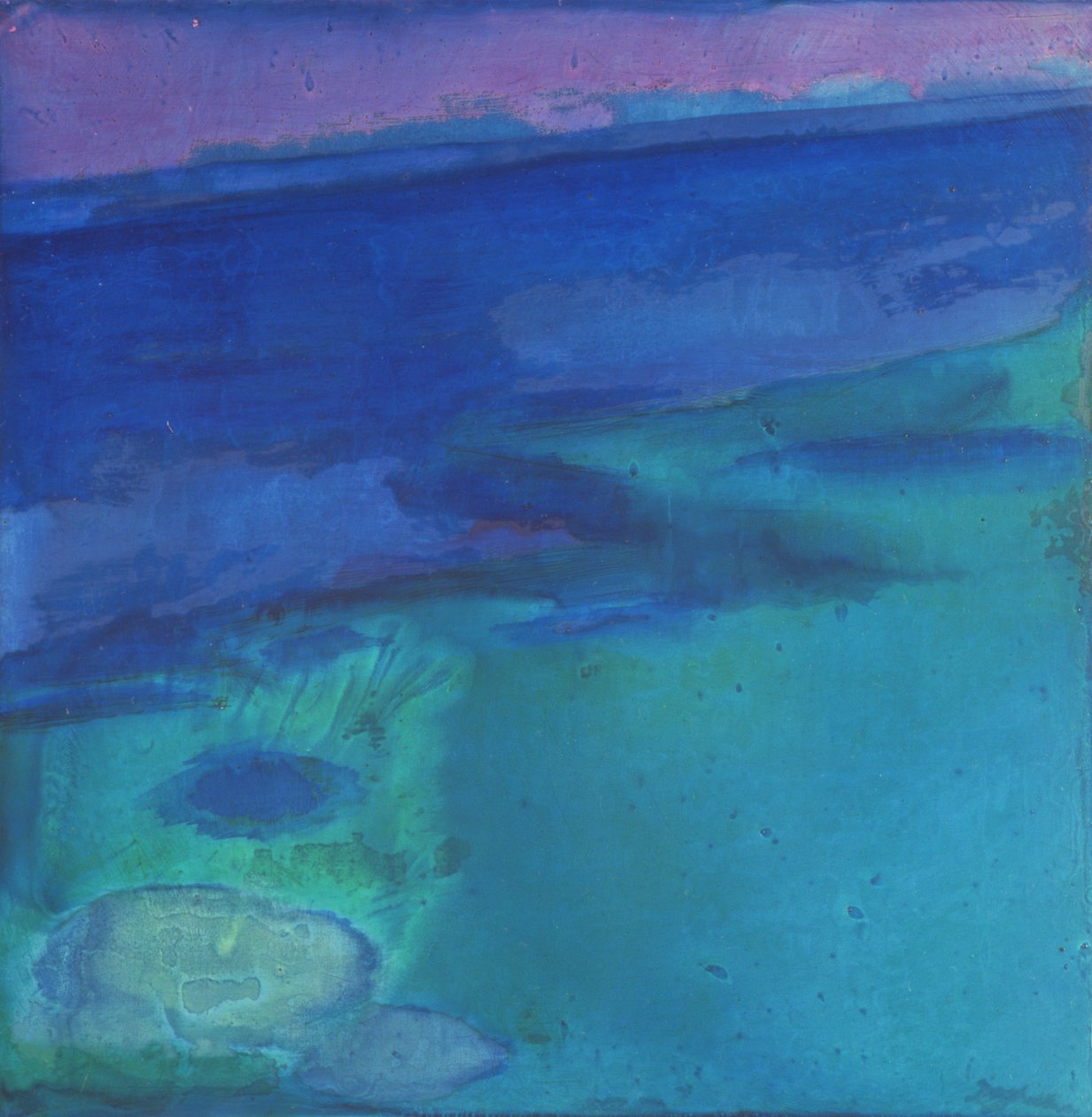 Cyanae Blue, 1997 (olje og glasur på gesso-brett) av Charlotte Johnstone