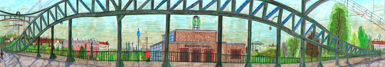 Bornholmer Strasse, 2017 (penselpenner) av Charlotte Orr