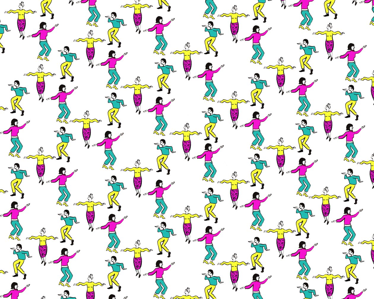 Dansere, 2016 (blekk) av Charlotte Orr