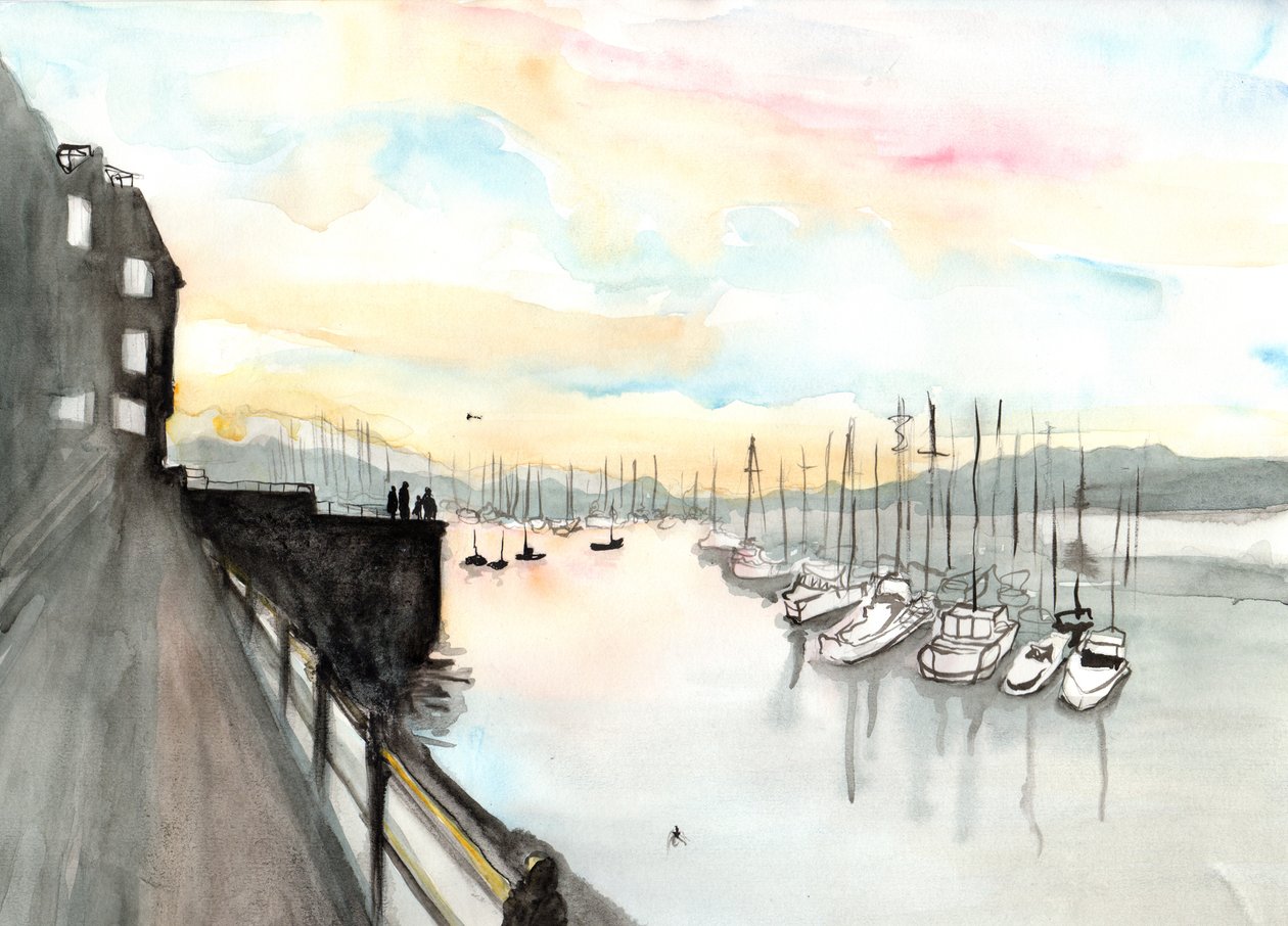 Falmouth, 2013 (akvarell) av Charlotte Orr