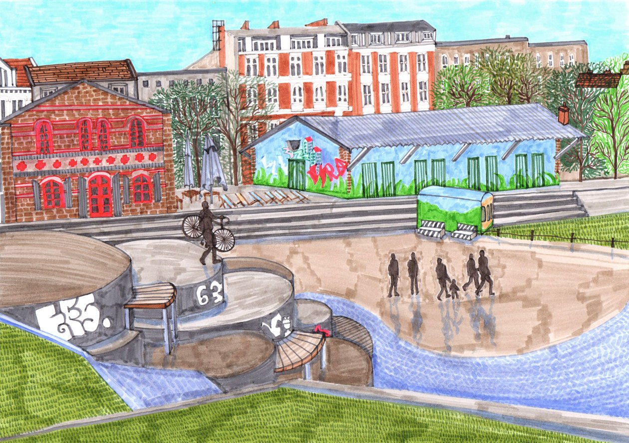Görlitzer Park, 2017 (penselpenner) av Charlotte Orr
