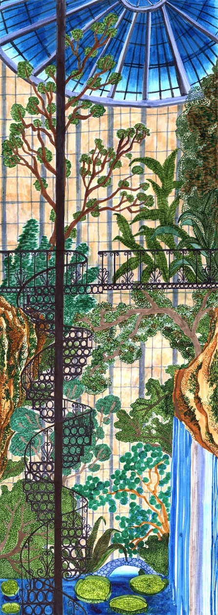 Japanese Garden, 2019 (penselpenner) av Charlotte Orr