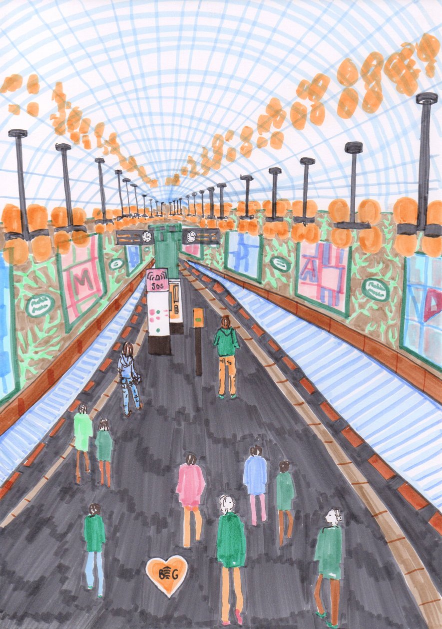 Märkisches Museum UBahn, 2017 (penselpenner) av Charlotte Orr