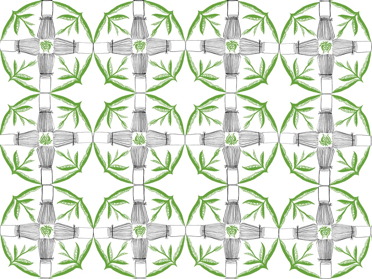 Matcha Repeat Pattern, 2018 (penn og blekk) av Charlotte Orr