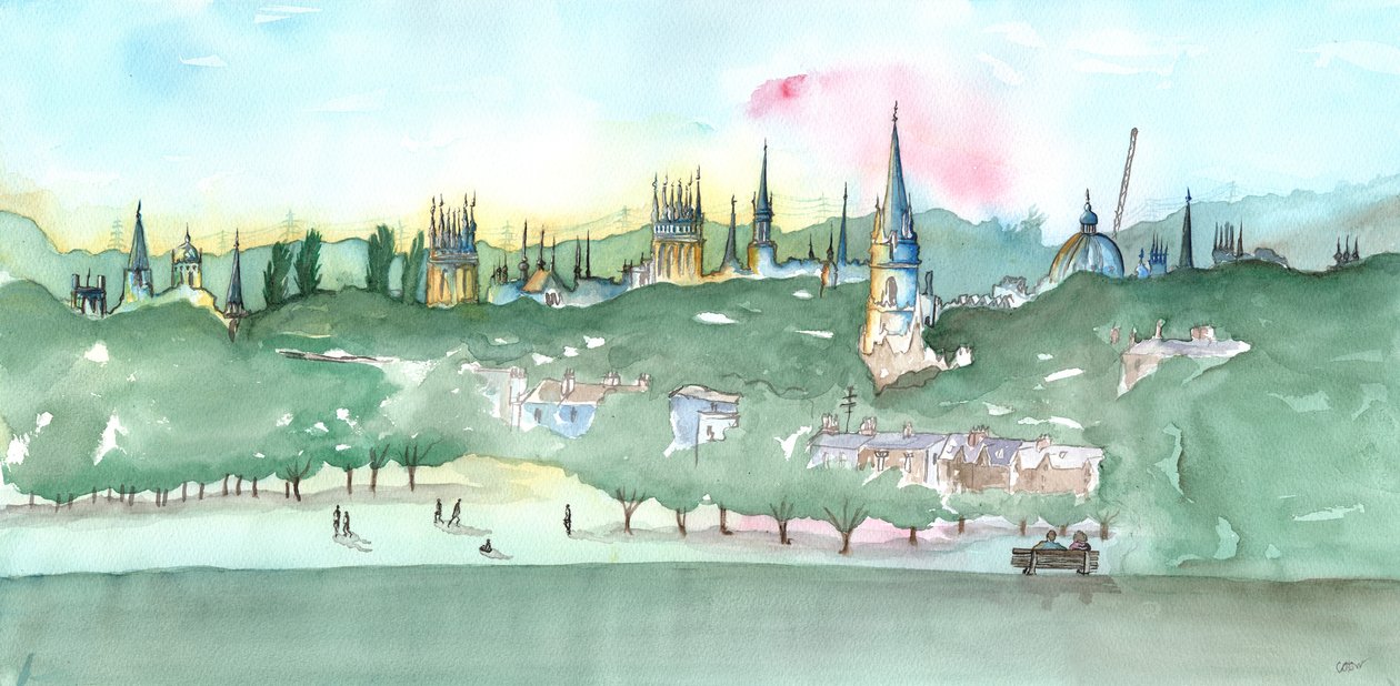 Oxford Spires , 2014 (akvarell) av Charlotte Orr