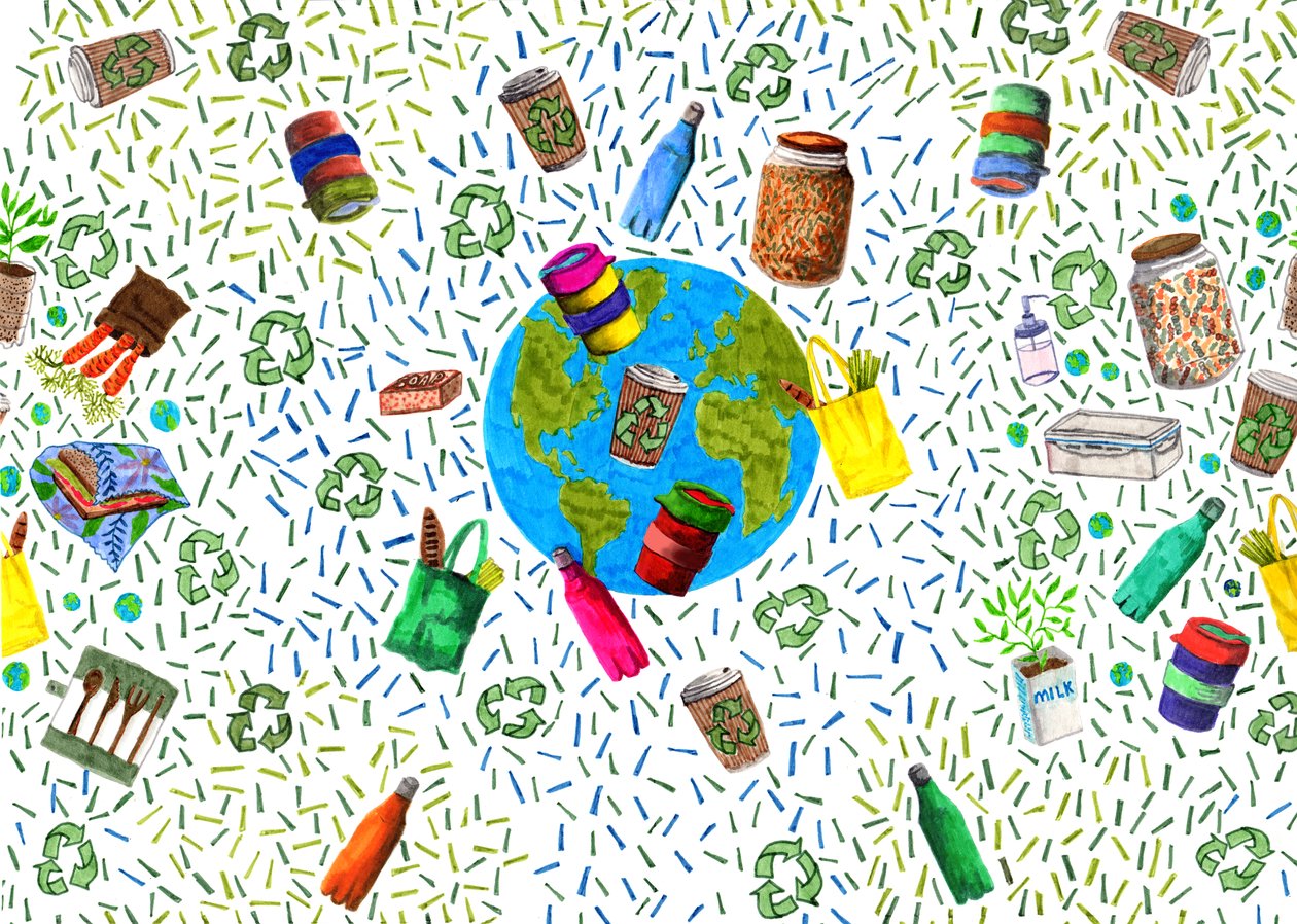 Recycling Bin Design, 2020 (penselpenner og digital) av Charlotte Orr