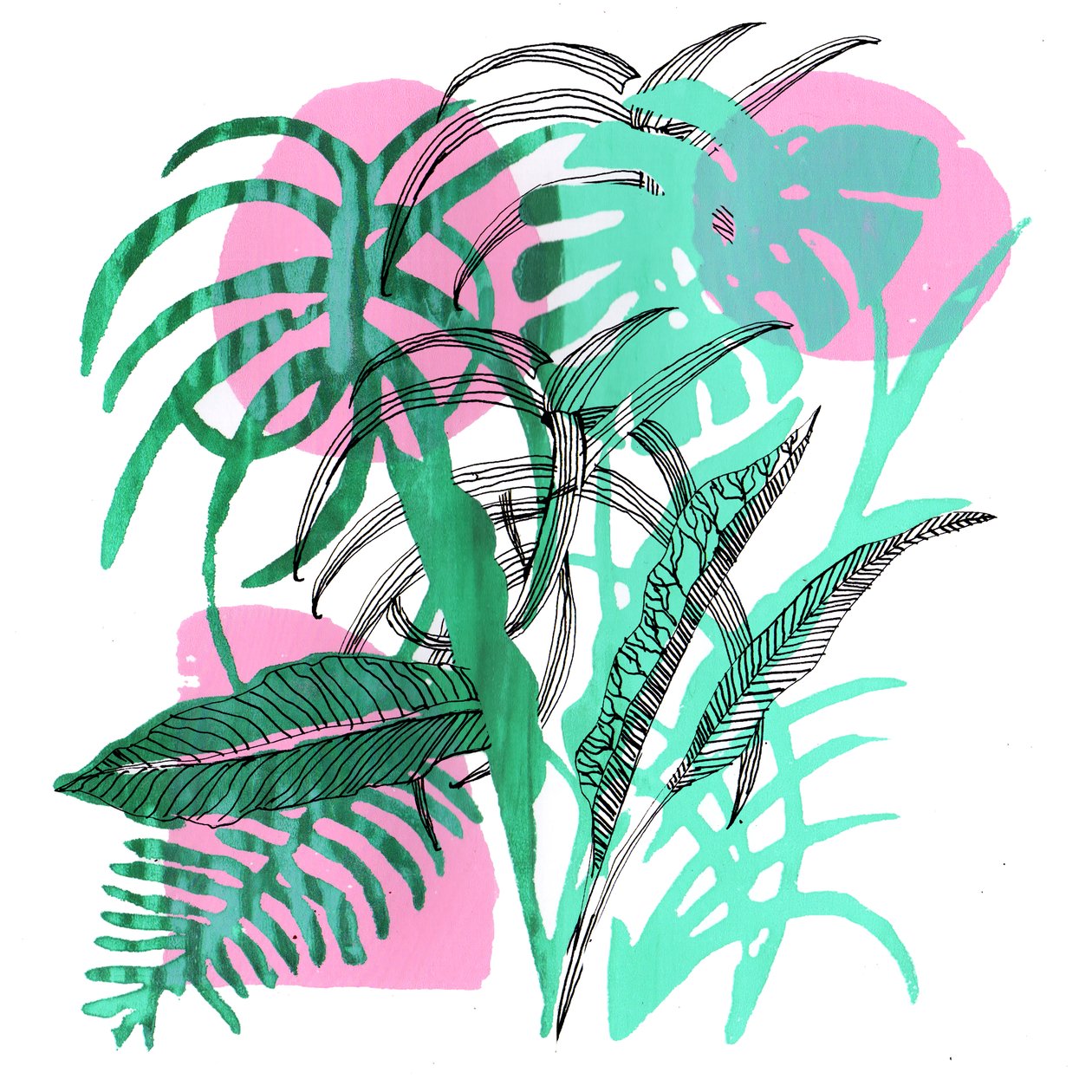 Tropical Plants, 2018 (skjermtrykk) av Charlotte Orr