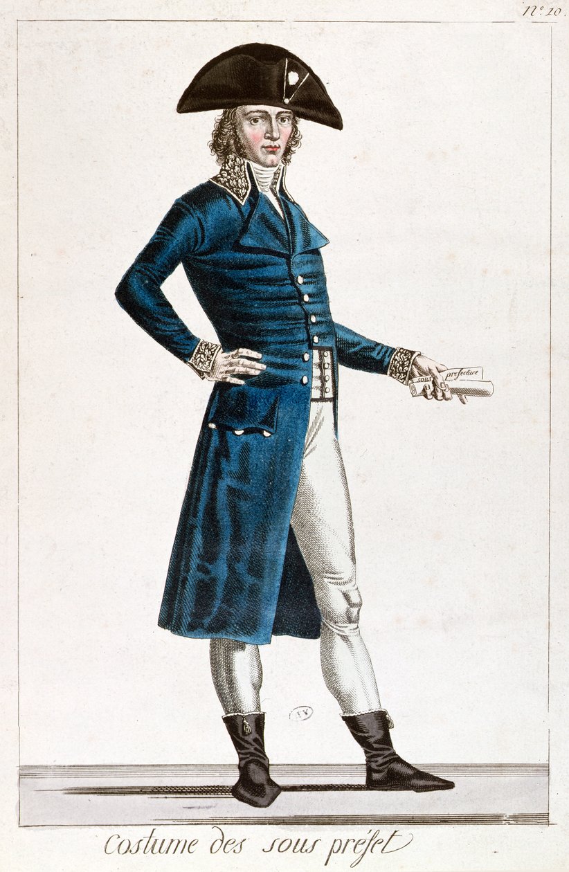 Kostyme til en underprefekt i perioden til konsulatet (1799-1804) av den første republikken i Frankrike, ca. 1800 av Chataignier