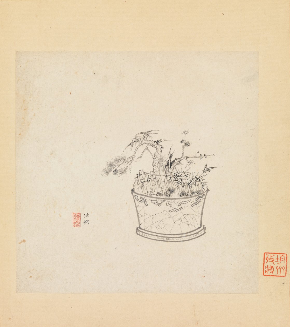 Diverse studier, ett blad datert 1619. av Chen Hongshou