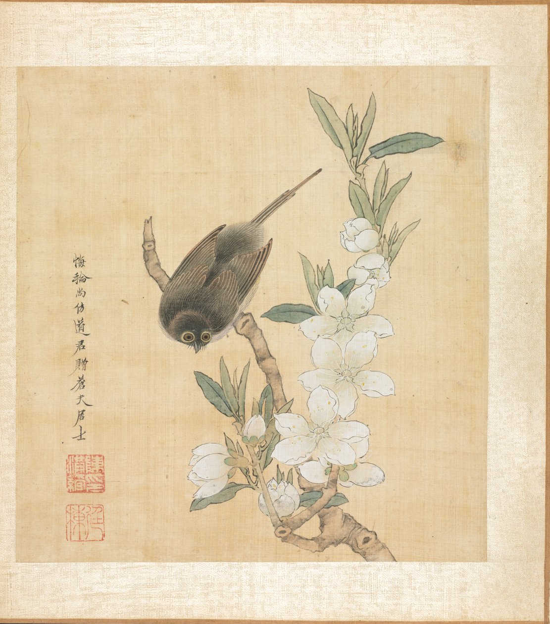 Malerier etter eldgamle mestere: A Bird and Peach-Blossom Branch av Chen Hongshou