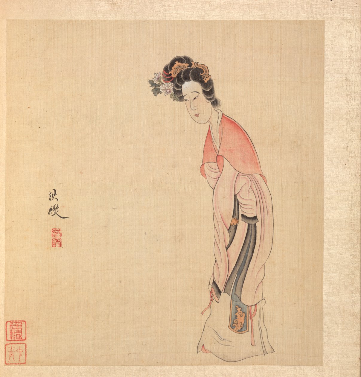 Malerier etter eldgamle mestere: En dame, 1598-1652. av Chen Hongshou