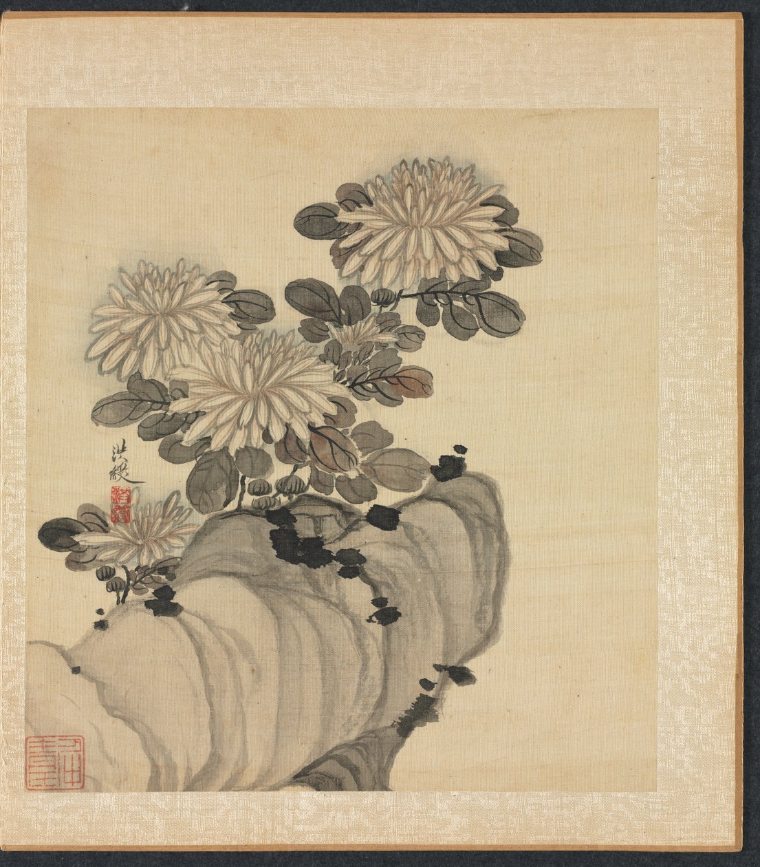 Malerier etter eldgamle mestere: Chrysanthemum and Rock, 1598-1652. av Chen Hongshou