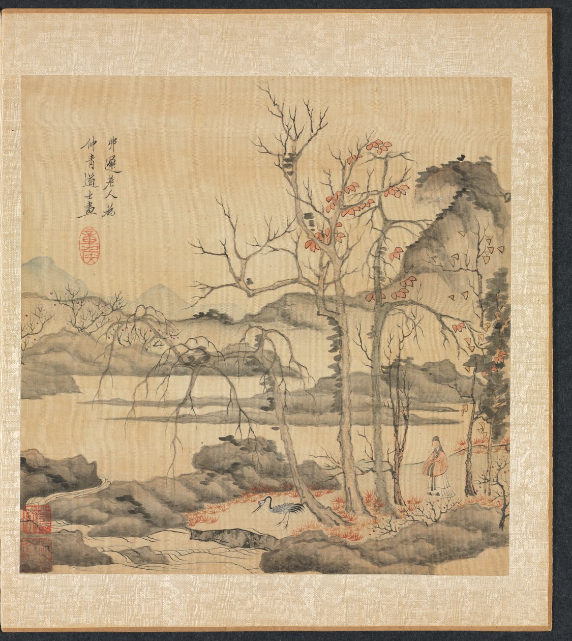 Malerier etter Ancient Masters: Daoist and Crane in Autumn Landscape av Chen Hongshou