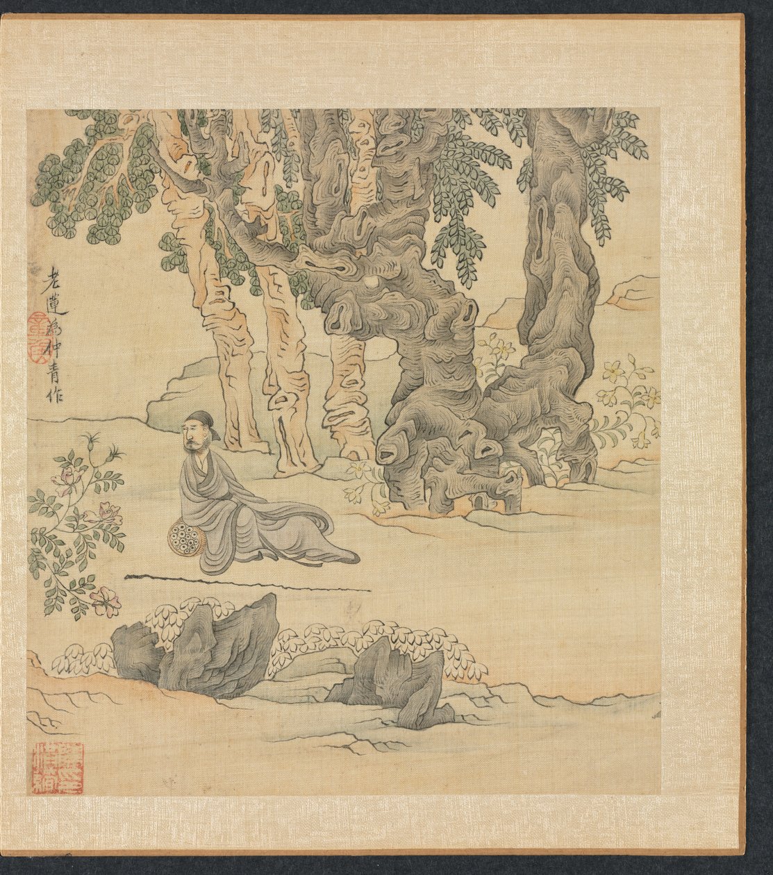 Malerier etter eldgamle mestere: Portrett av Zhongqing i et landskap, 1598-1652. av Chen Hongshou