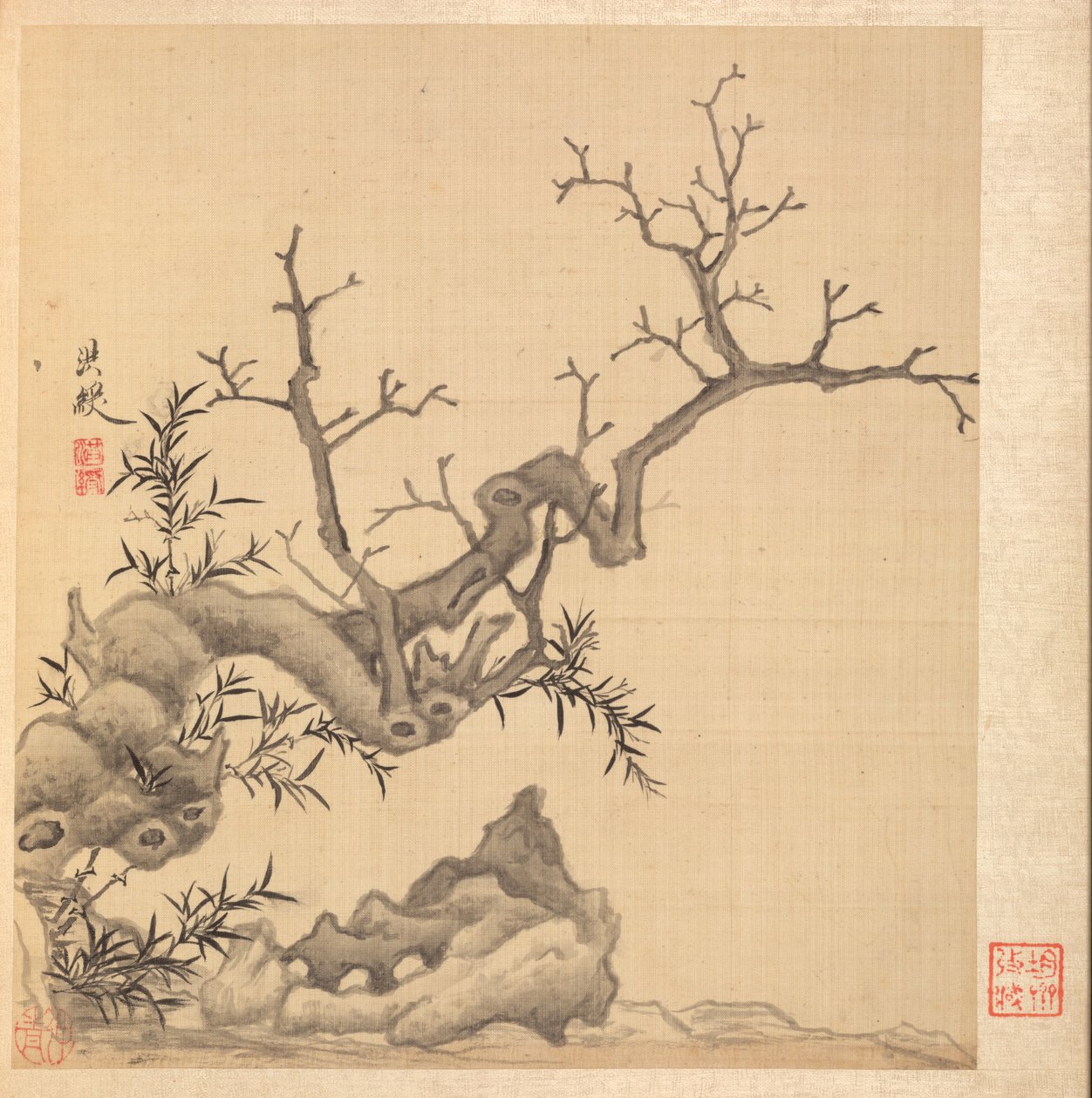 Malerier etter eldgamle mestere: Stein, gammelt tre og bambus, 1598-1652. av Chen Hongshou