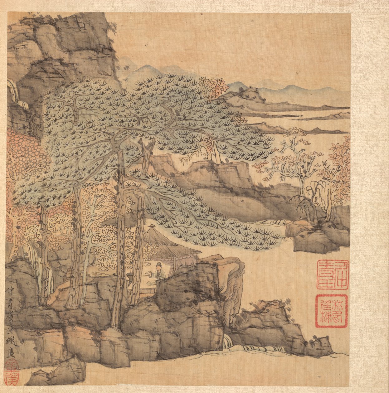 Malerier etter eldgamle mestere: Forskerlesing i en stråtak ved en foss, 1598-1652. av Chen Hongshou