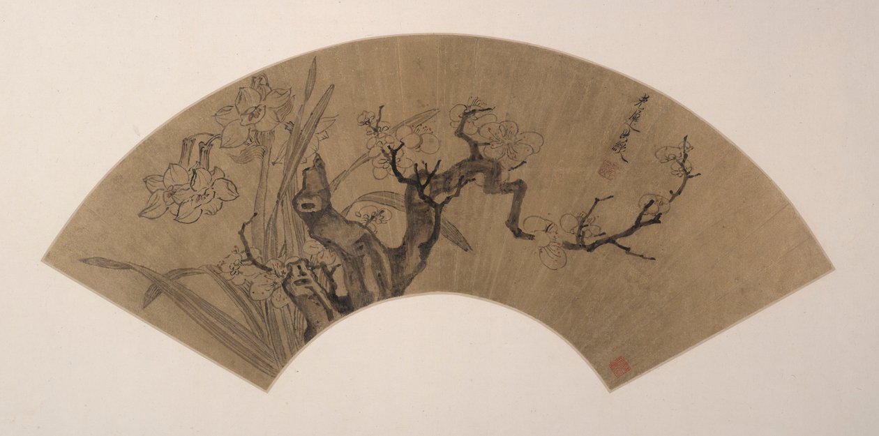 Plommeblomster og narcissus av Chen Hongshou