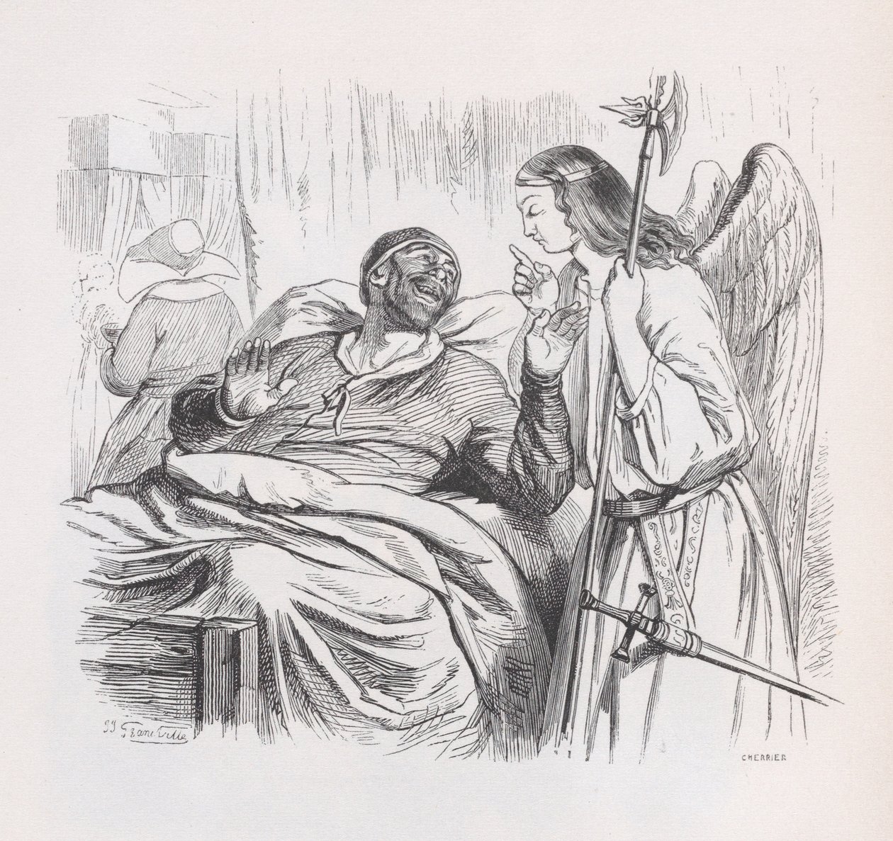 Skytsengelen fra The Complete Works of Béranger, 1836. av Cherrier