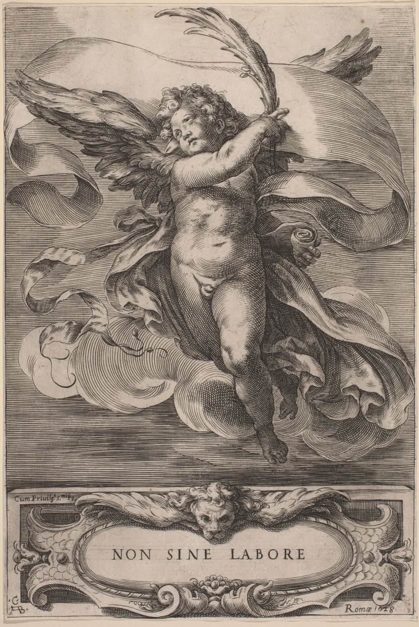 En allegorisk figur: Non sine labore, 1628. av Cherubino Alberti