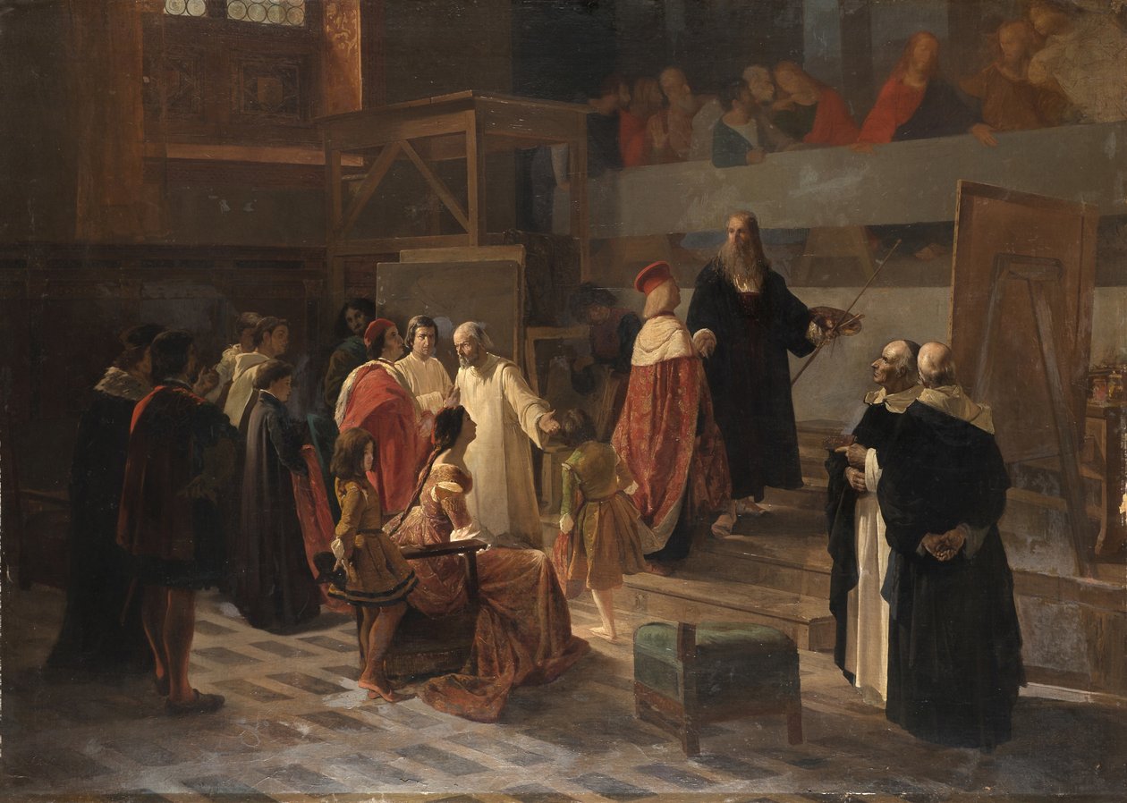 Ludovico il Moro besøker Leonardo da Vinci i refektoriet til Santa Maria delle Grazie-klosteret av Cherubino Cornienti