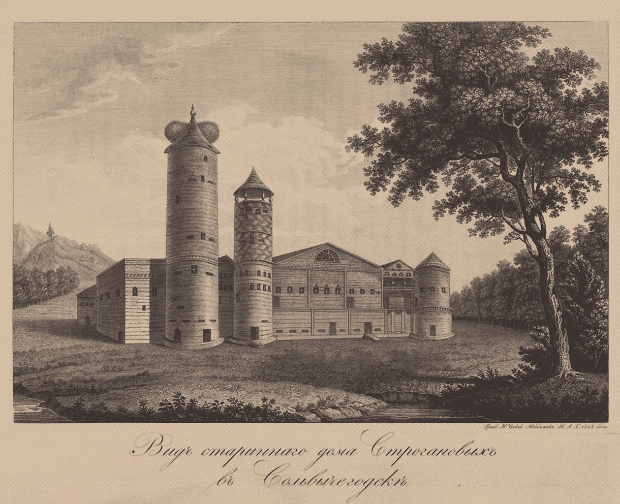 Det gamle huset til Stroganov-familien i Solvychegodsk, 1842 av Chessky