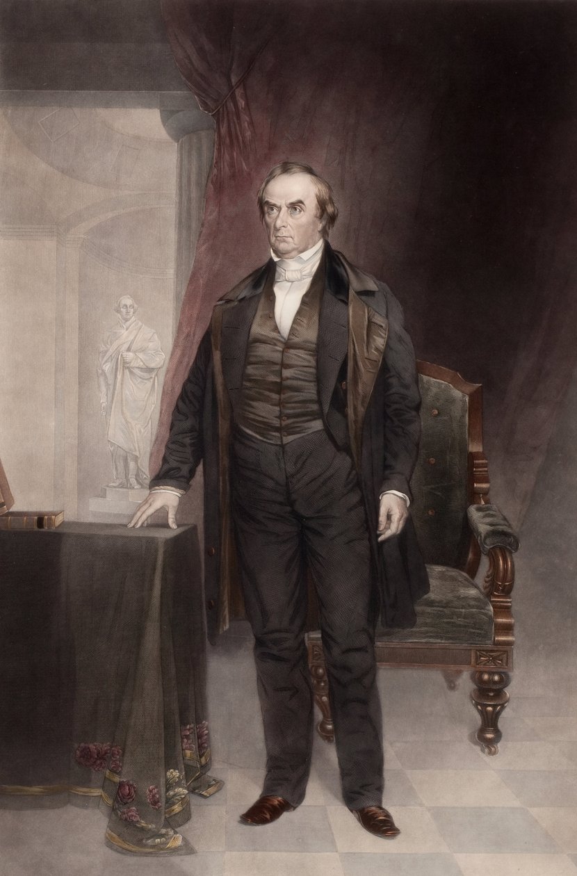 Portrett av Daniel Webster (1782-1852), av Harding, Chester (1792-1866). Mezzotint. Privat samling av Chester Harding