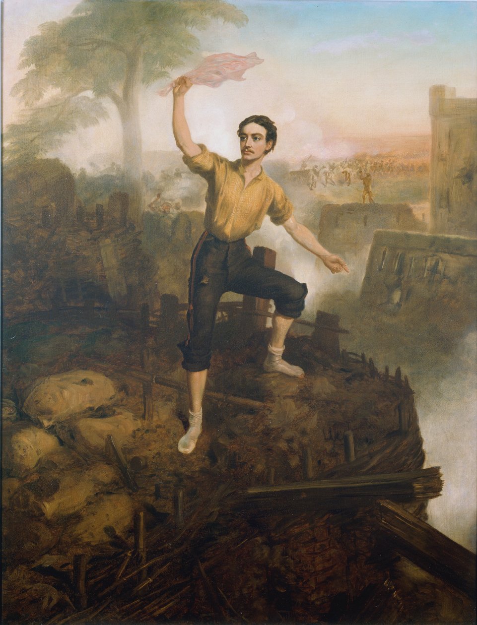 Løytnant Thomas Adair Butler (1836-1901) oppnådde Victoria Cross i Lucknow under det indiske mytteriet 9. mars 1858, ca. 1860 av Chevalier Louis William Desanges
