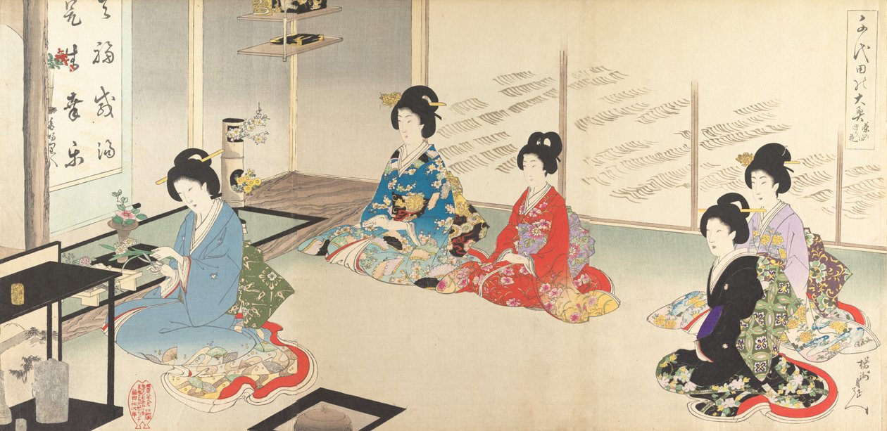 Chiyoda Inner Palace: No.20 Flower Arranging in Turn..., august 1895. av Chikanobu Yoshu
