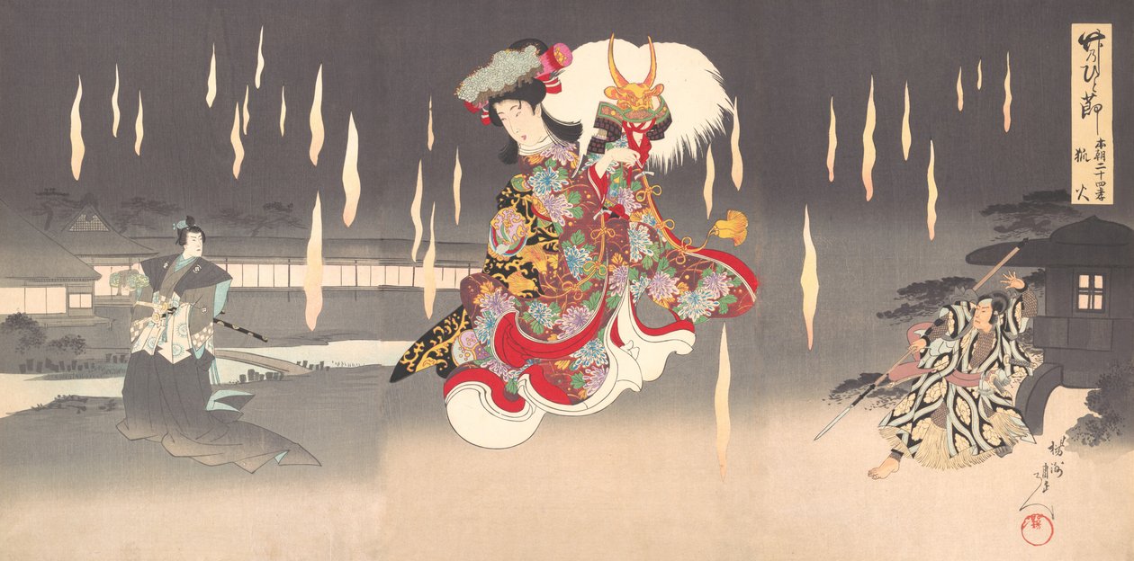 Scene av Foxfire Kitsunebi fra Play Honcho nijushiko, 1898., 1898. av Chikanobu Yoshu