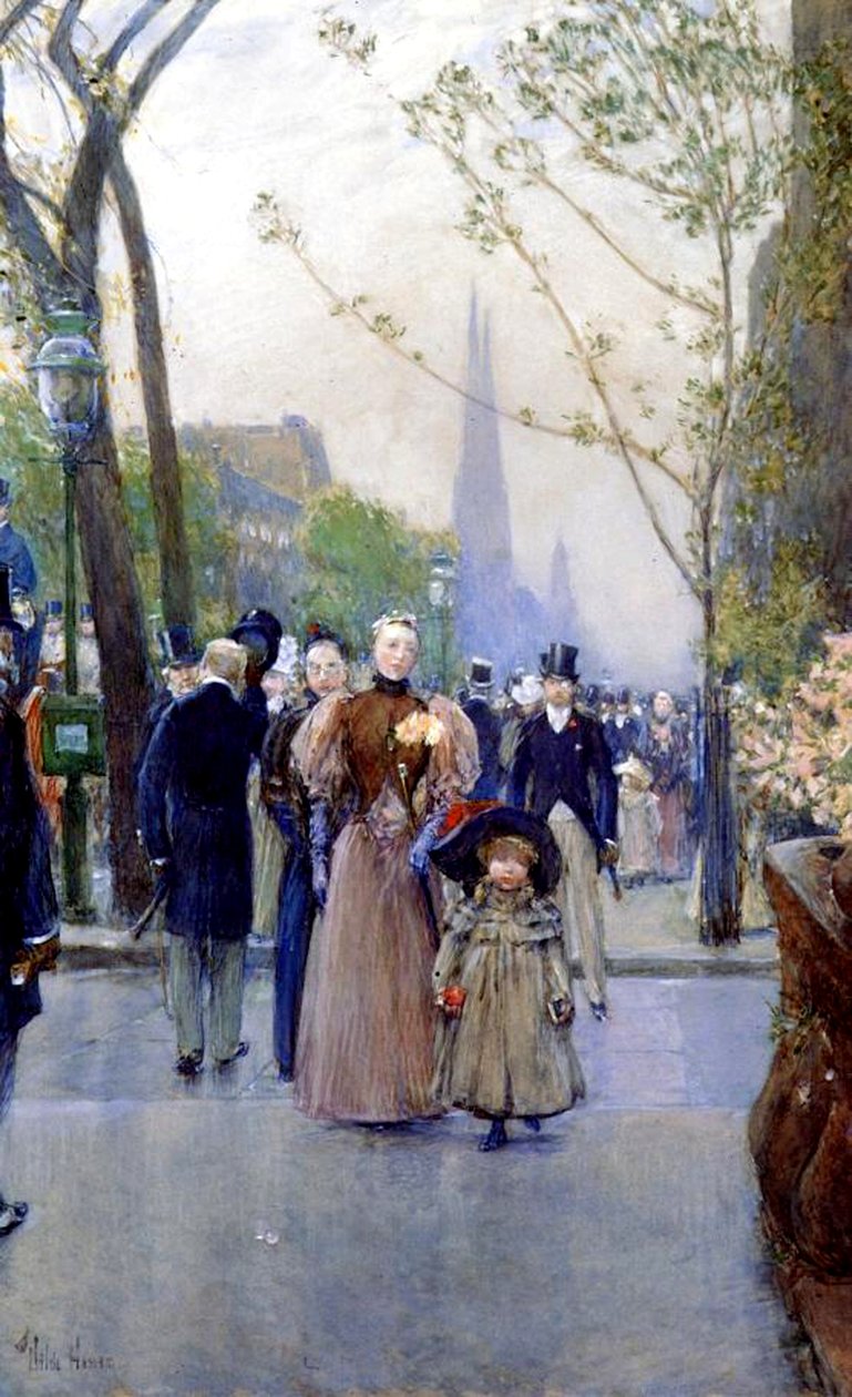5th Avenue, søndag av Childe Frederick Hassam