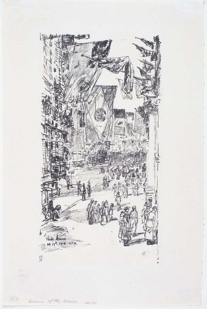 Avenue of the Allies, City Street (5th Ave) av Childe Frederick Hassam