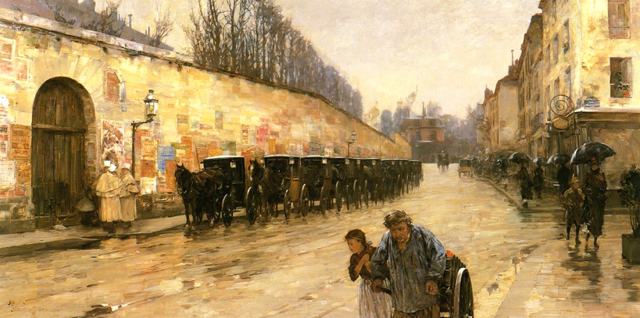 Drosjestasjon, Rue Bonaparte, Paris av Childe Frederick Hassam