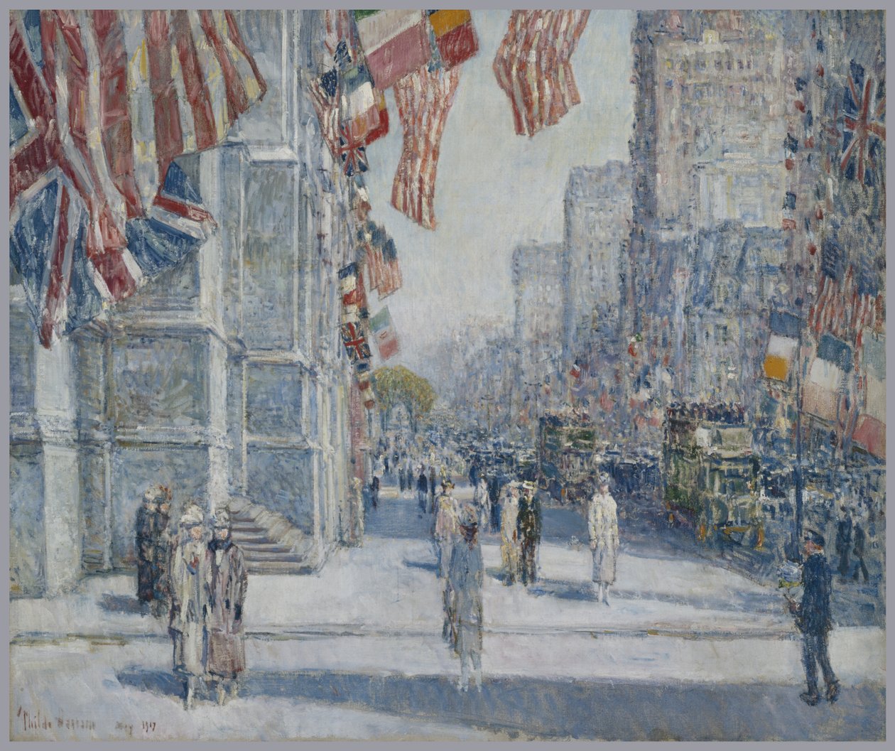 Tidlig morgen på Avenue i mai 1917 av Childe Frederick Hassam