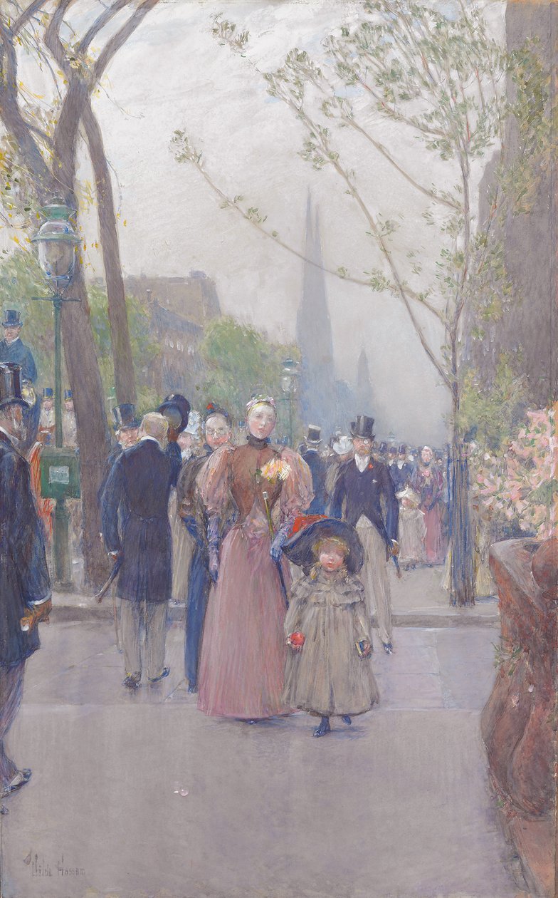 Fifth Avenue, ca. 1890 (akvarell på papir) av Childe Frederick Hassam
