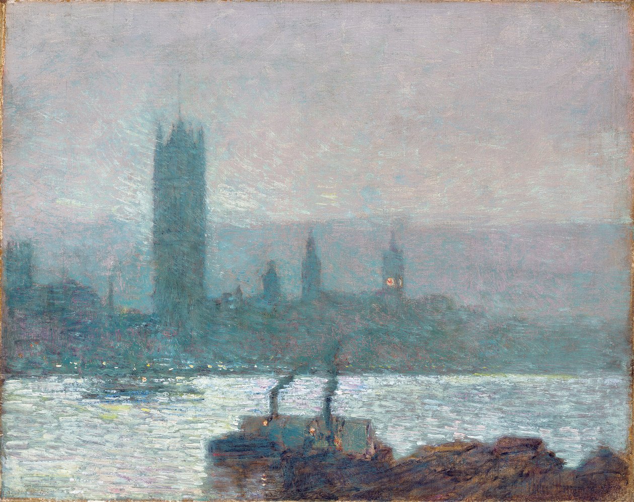 Houses of Parliament, tidlig kveld av Childe Frederick Hassam