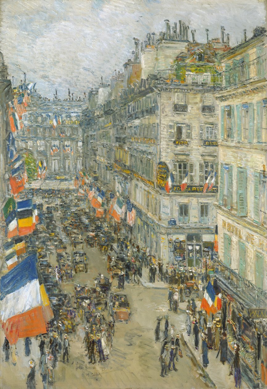 Fjortende juli, Rue Daunou av Childe Frederick Hassam