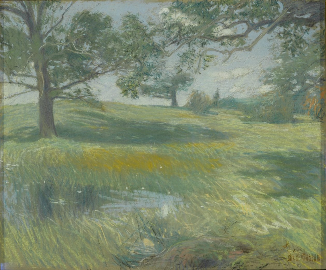 Meadows, ca. 1900-10 (pastell på lerret) av Childe Frederick Hassam