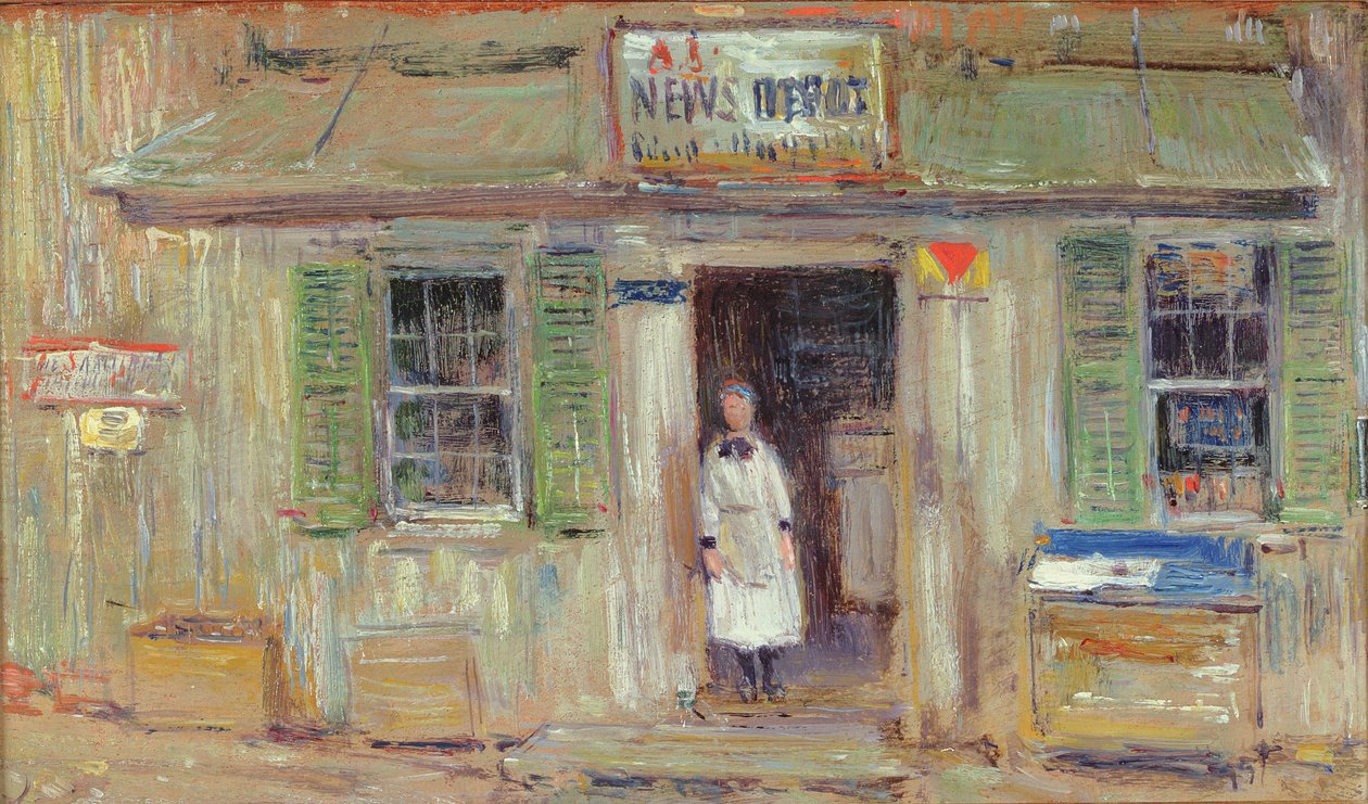 Nyhetsdepot, Cos Cob av Childe Frederick Hassam