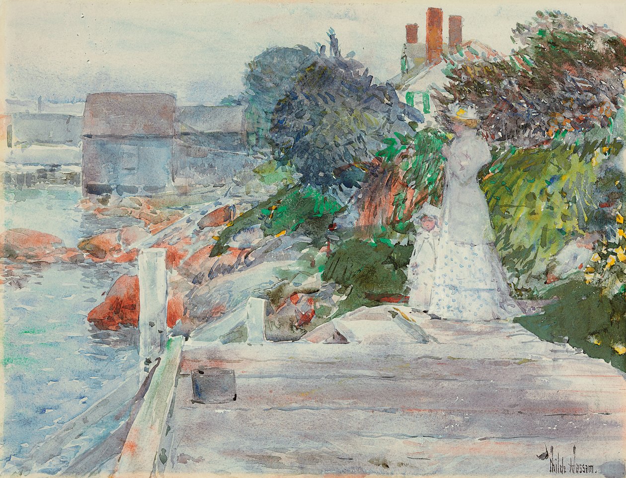 Ocean Front, Gloucester, Massachusetts, ca. 1890-95 (akvarell på papir) av Childe Frederick Hassam