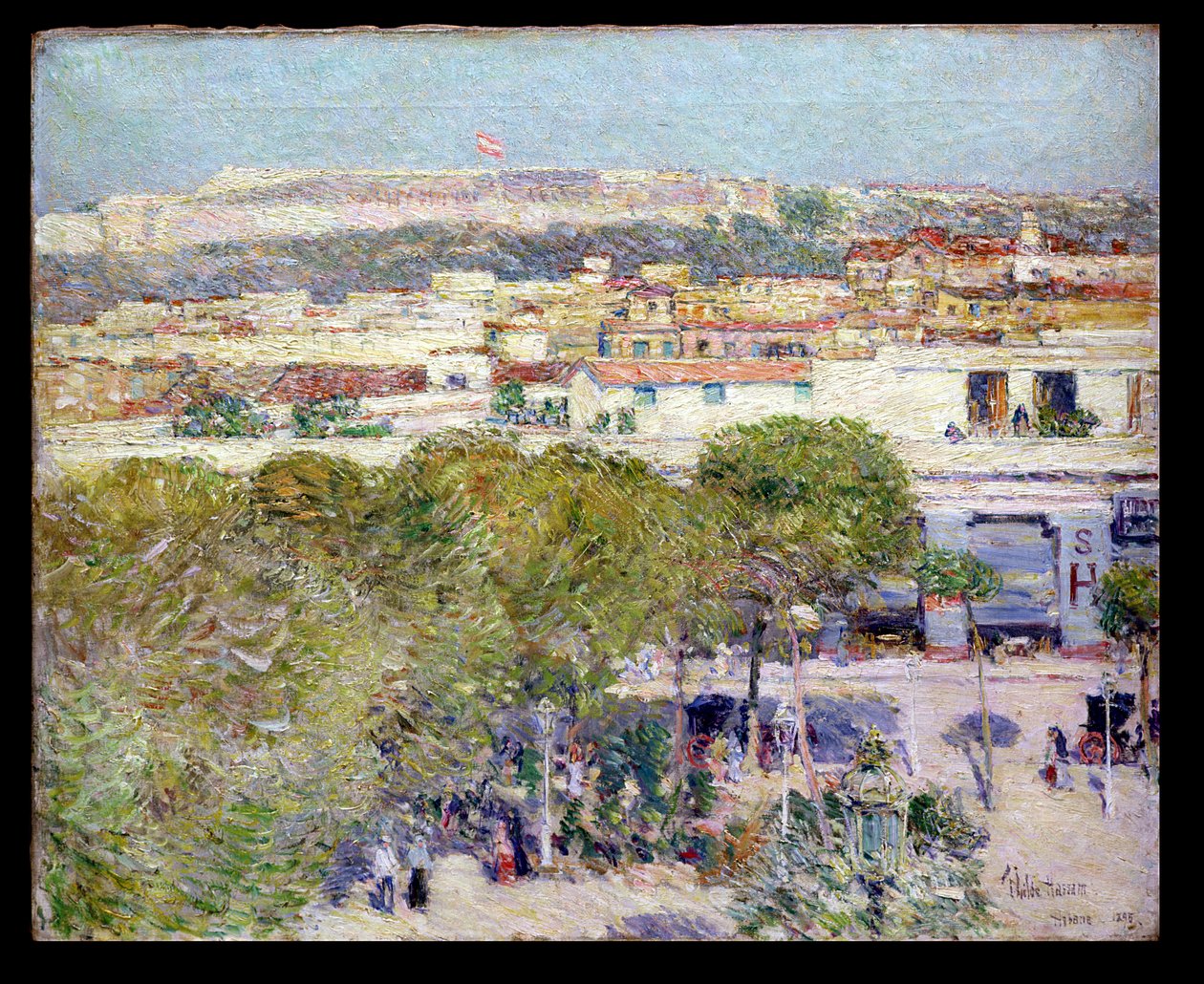 Place Centrale og Fort Cabanas, Havana av Childe Frederick Hassam