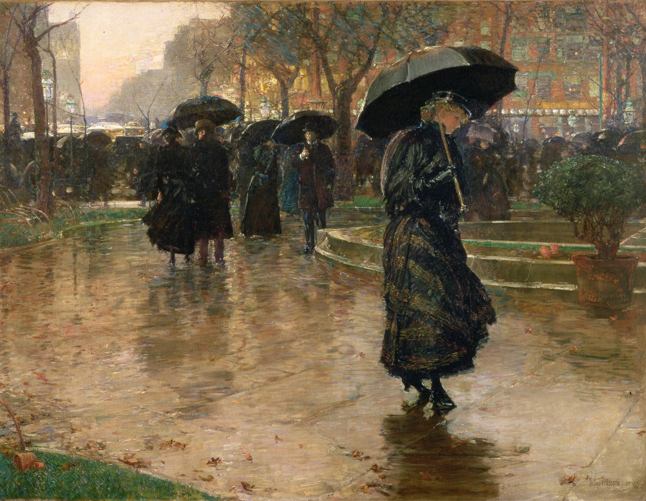 Regnstorm, Union Square av Childe Frederick Hassam
