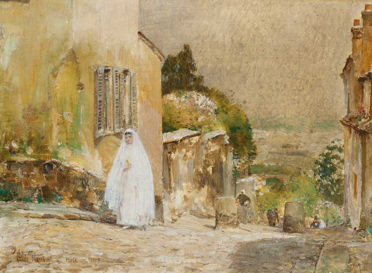 Vårmorgen, rue Mont. Cenis, Montmartre av Childe Frederick Hassam