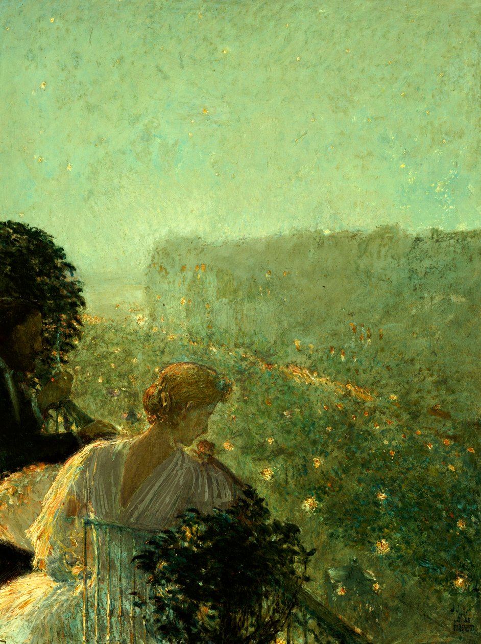 Sommerkveld, Paris (olje om bord) av Childe Frederick Hassam
